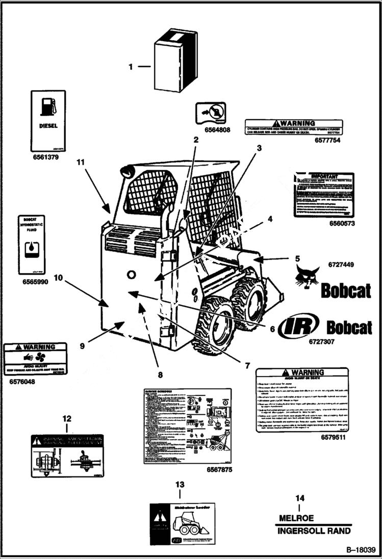 Схема запчастей Bobcat 400s - DECALS ACCESSORIES & OPTIONS