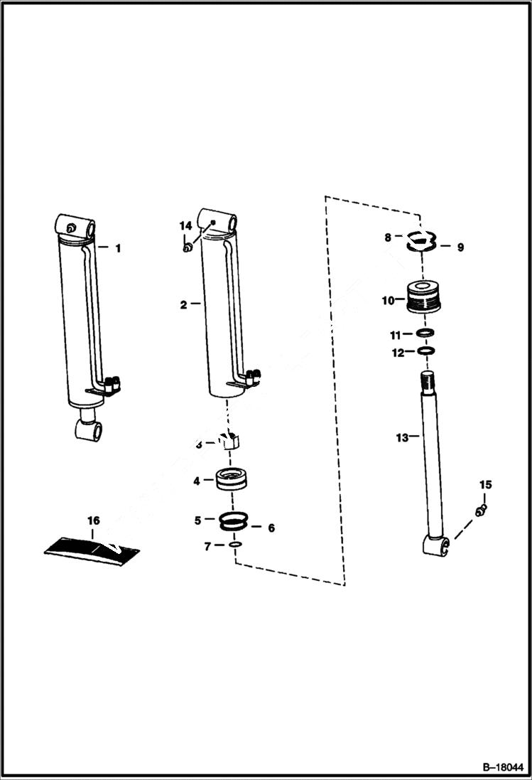 Схема запчастей Bobcat 700s - TILT CYLINDER (S/N 11999 & Below) HYDRAULIC SYSTEM