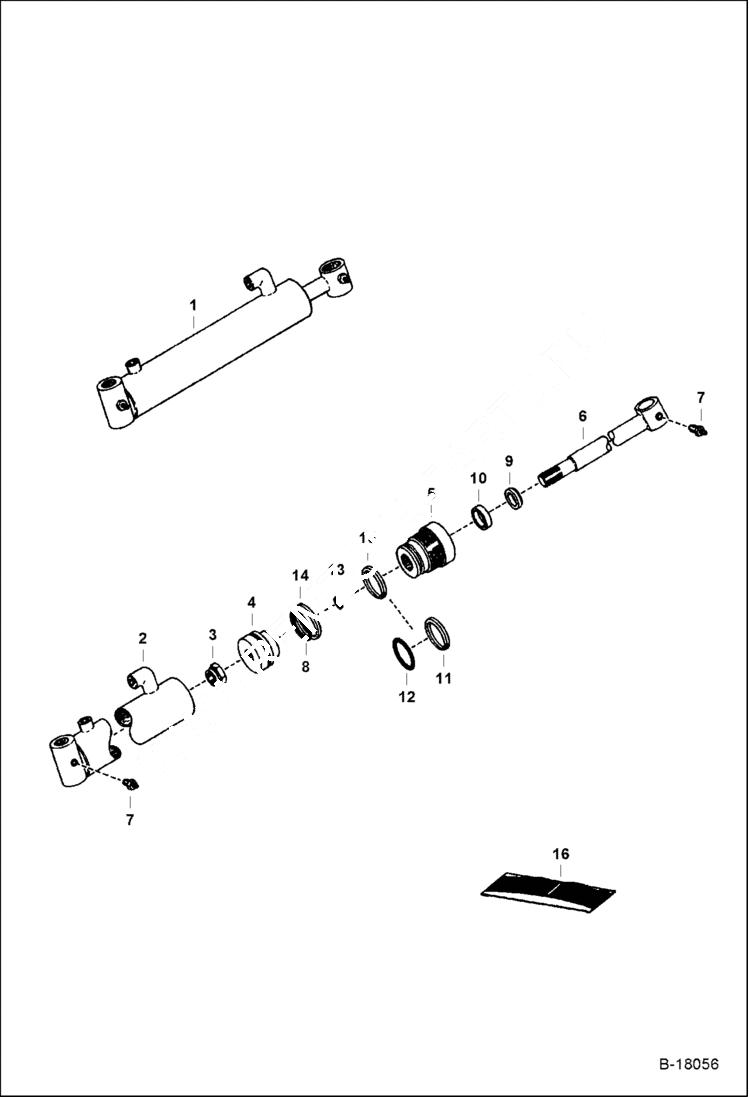 Схема запчастей Bobcat GRADER - GRADER (Blade Tilt Cylinder) (A-1050 & Below) Loader