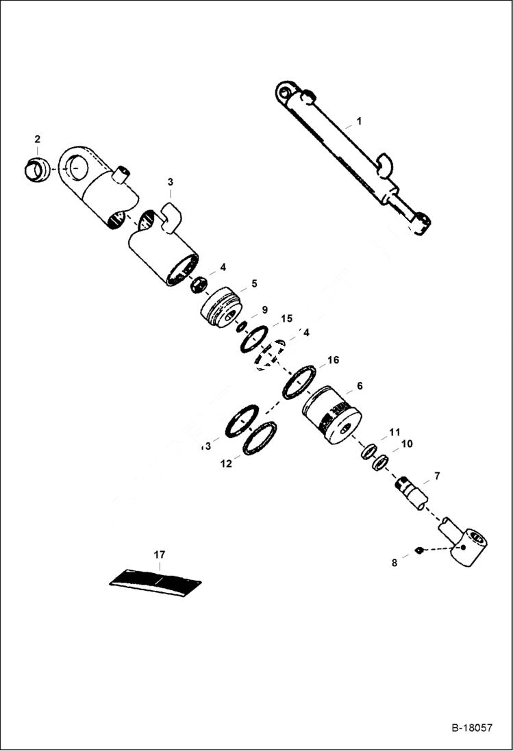 Схема запчастей Bobcat GRADER - GRADER (Blade Tilt Cylinder) (A-1051 & Above) Loader