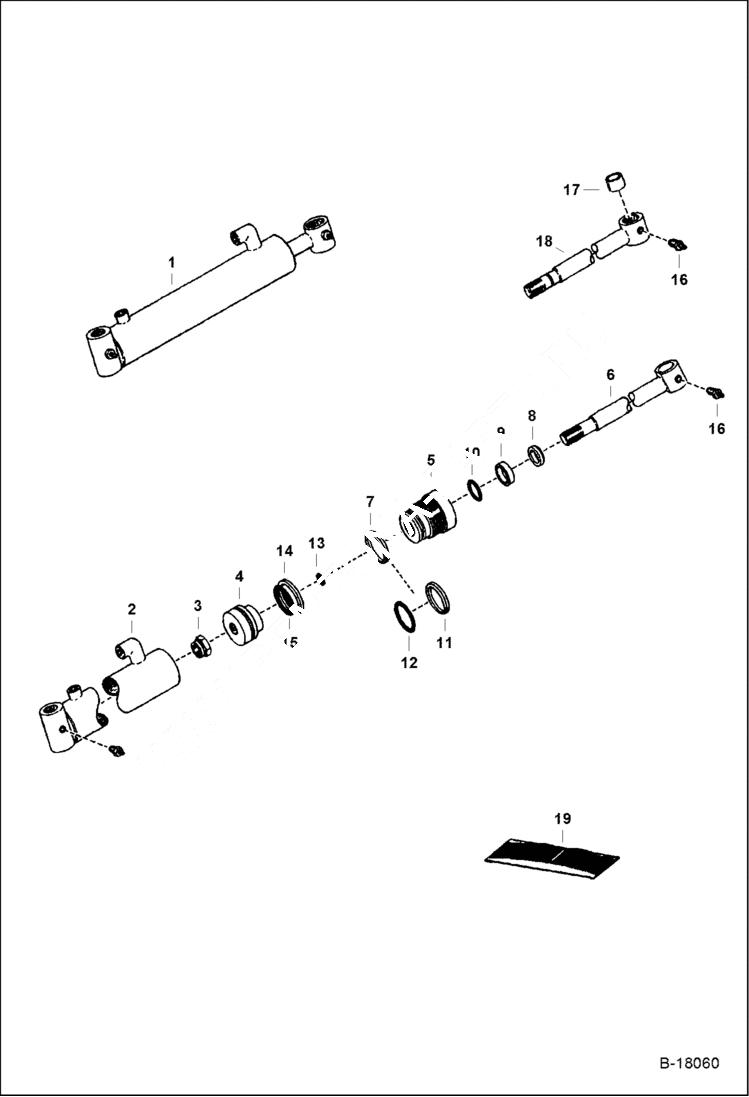 Схема запчастей Bobcat GRADER - GRADER (Tilt Cylinder) (802700311 & Below) Loader