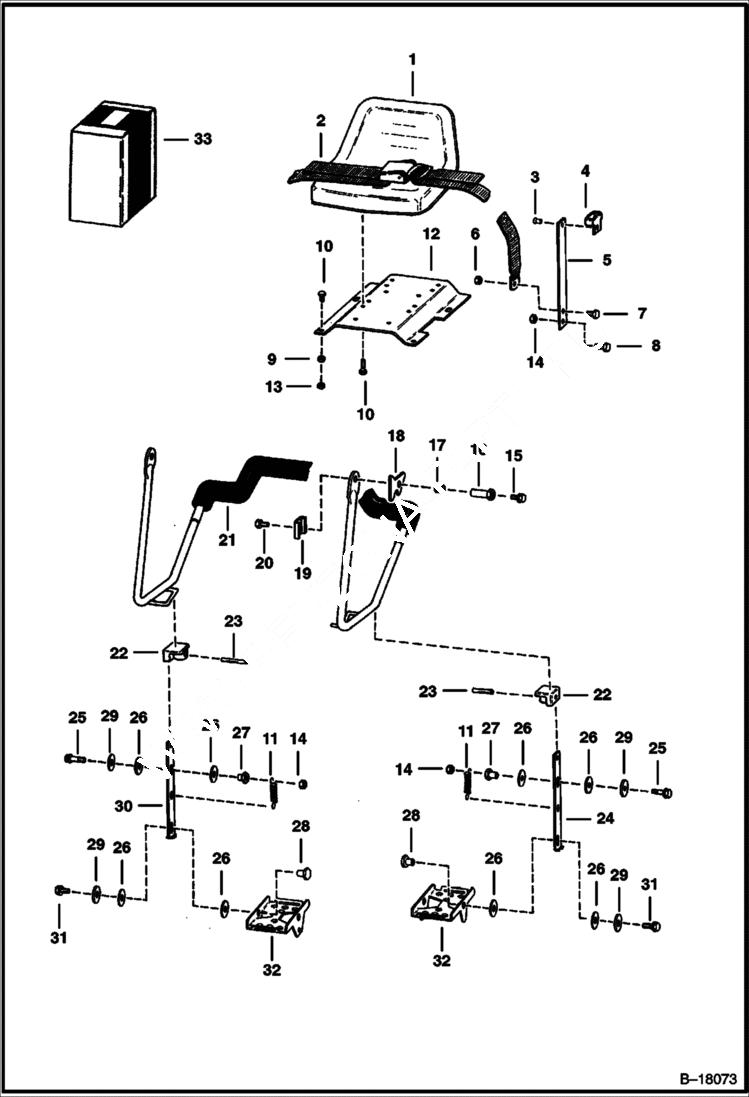 Схема запчастей Bobcat 400s - SEAT & SEAT BAR MAIN FRAME