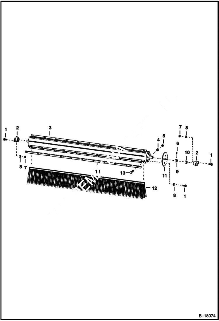 Схема запчастей Bobcat ANGLE BROOM - ANGLE BROOM (Core & Bristle) (570B) Loader