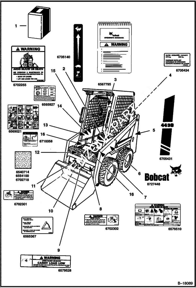 Схема запчастей Bobcat 400s - DECALS ACCESSORIES & OPTIONS