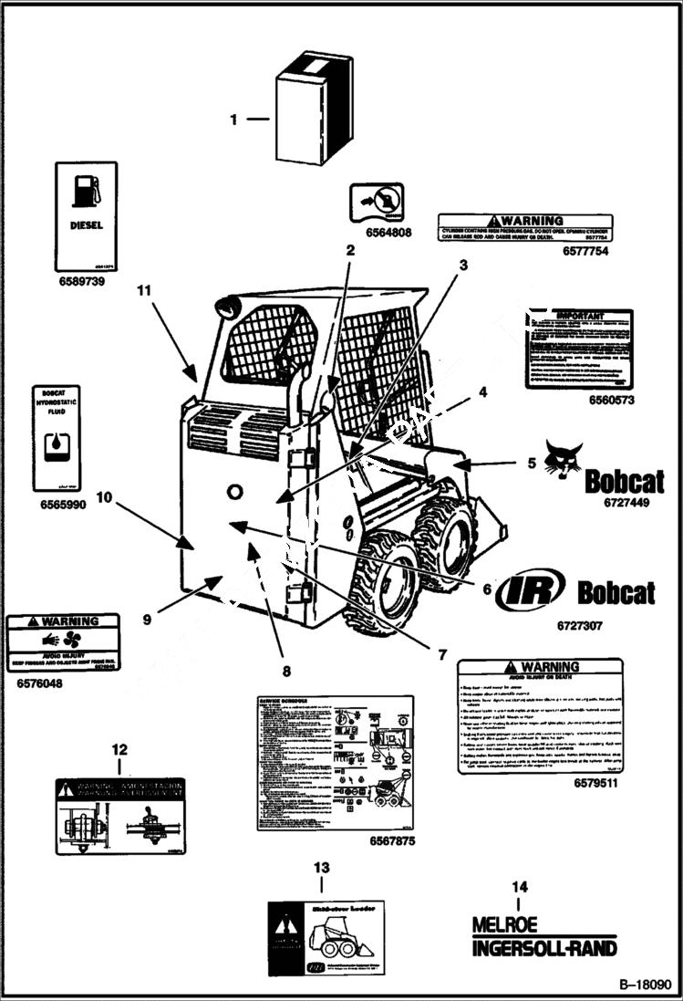 Схема запчастей Bobcat 400s - DECALS ACCESSORIES & OPTIONS