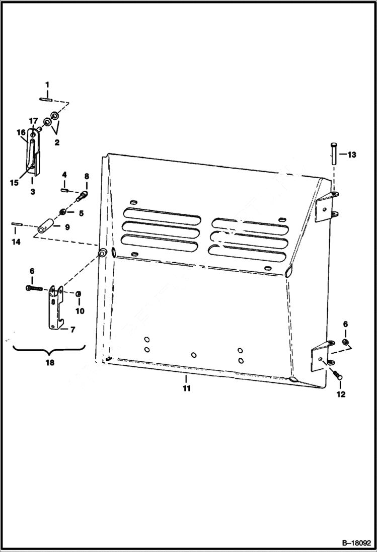 Схема запчастей Bobcat 700s - REAR DOOR (Hinged) MAIN FRAME