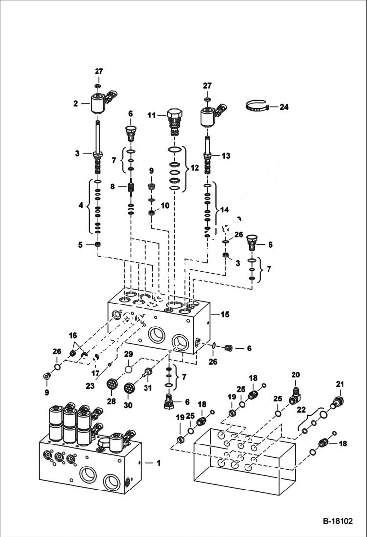 Схема запчастей Bobcat TRENCH COMPACTORS - TRENCH COMPACTOR (Control Valve) (991500101-00167) Loader