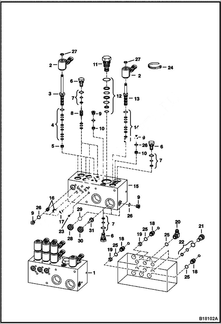 Схема запчастей Bobcat PLANERS - PLANER (Control Valve) (40 991400101 - 01035) Loader