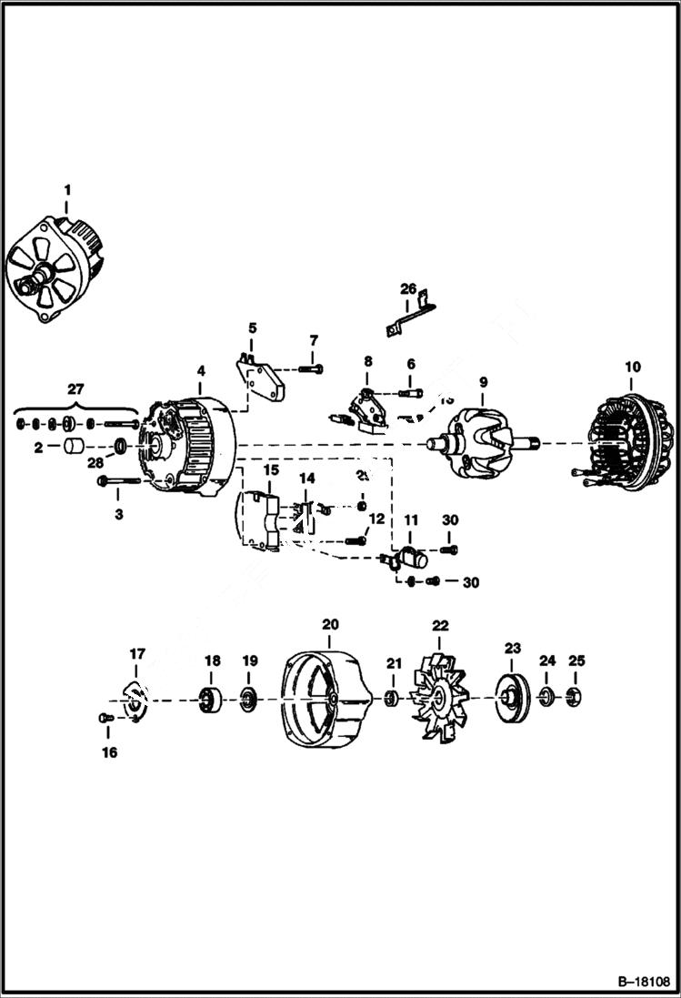 Схема запчастей Bobcat 700s - ALTERNATOR (Delco 1102920) (Open) ELECTRICAL SYSTEM