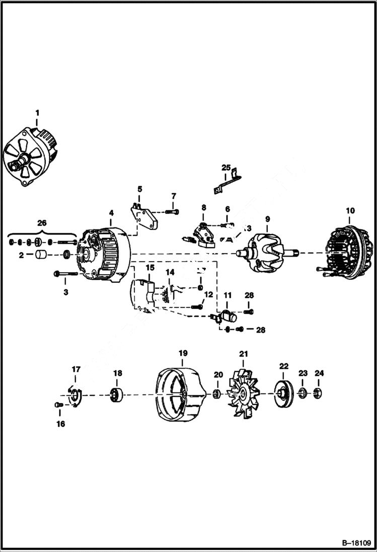 Схема запчастей Bobcat 700s - ALTERNATOR (Delco 1103133) (Open) ELECTRICAL SYSTEM