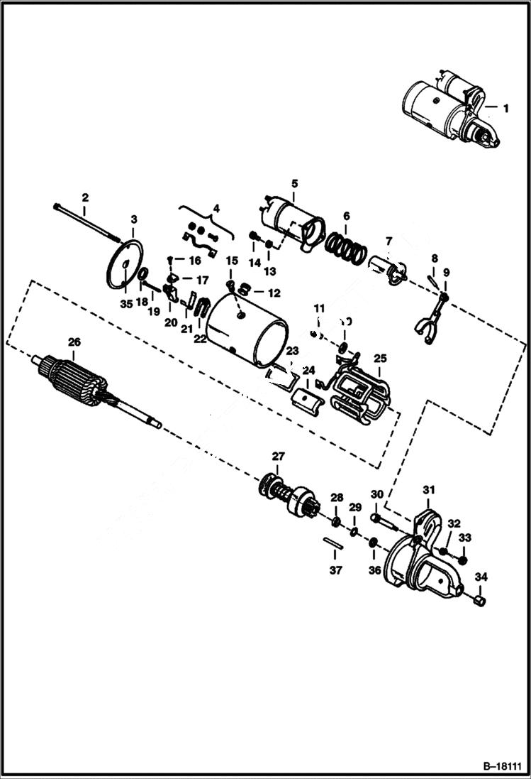 Схема запчастей Bobcat 700s - STARTER (Delco 1109253) (S/N 14001 & Above) ELECTRICAL SYSTEM