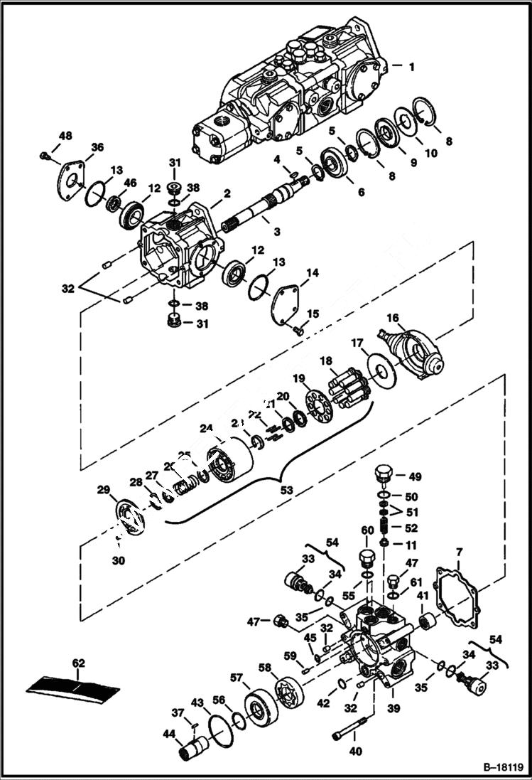 Схема запчастей Bobcat 800s - HYDROSTATIC PUMP (Left Half) HYDROSTATIC SYSTEM