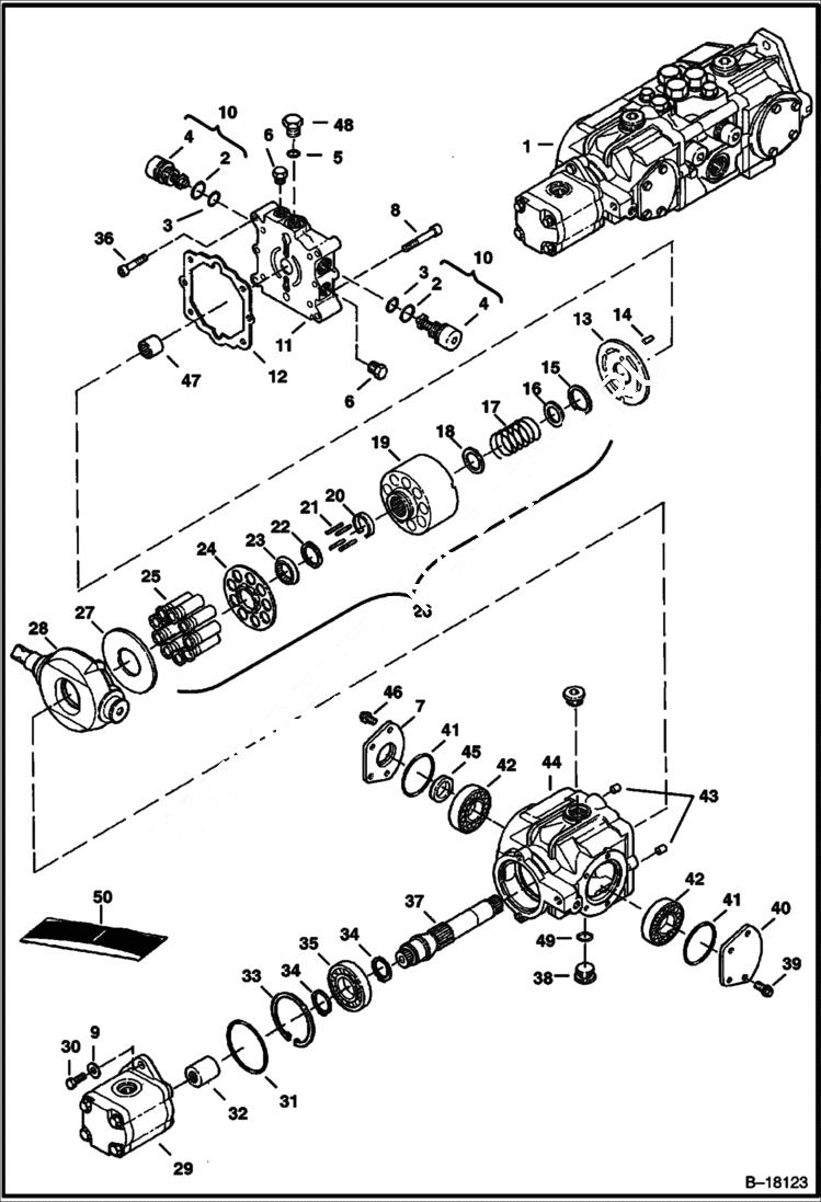 Схема запчастей Bobcat 800s - HYDROSTATIC PUMP (Right Half) HYDROSTATIC SYSTEM