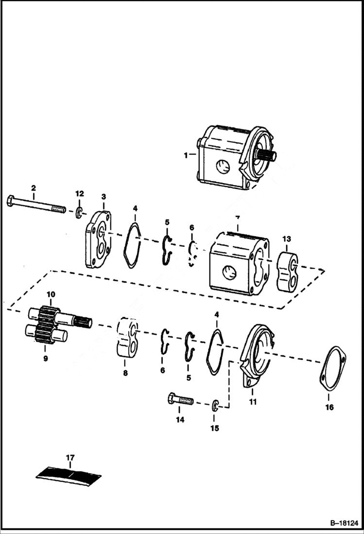 Схема запчастей Bobcat T-Series - GEAR PUMP (S/N 5189 16260, 5168 15100 & Below) HYDROSTATIC SYSTEM