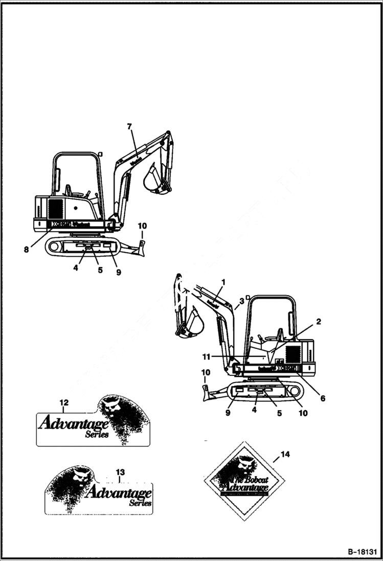 Схема запчастей Bobcat 325 - DECALS (S/N 514014900 & Above and 516611001 & Above) ACCESSORIES & OPTIONS