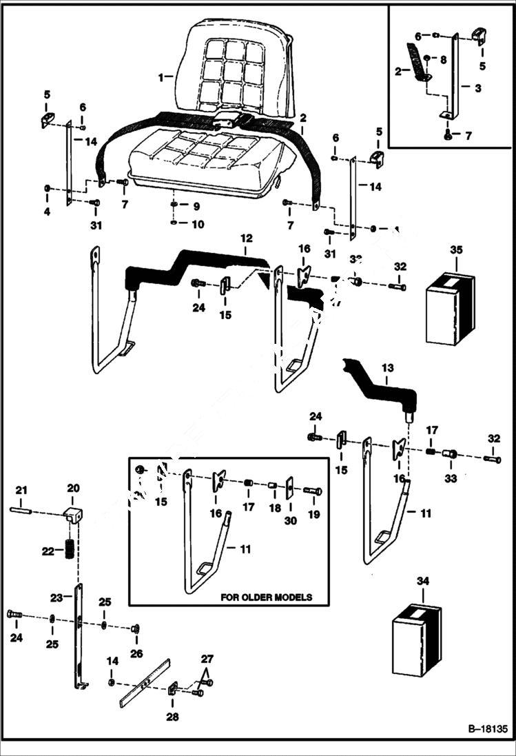 Схема запчастей Bobcat 600s - SEAT & SEAT BAR MAIN FRAME