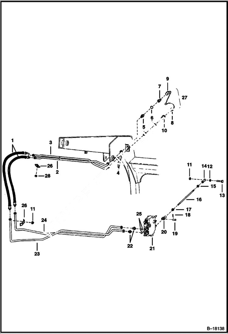 Схема запчастей Bobcat 600s - AUXILIARY HYDRAULICS (S/N 12999 & Below) HYDRAULIC SYSTEM