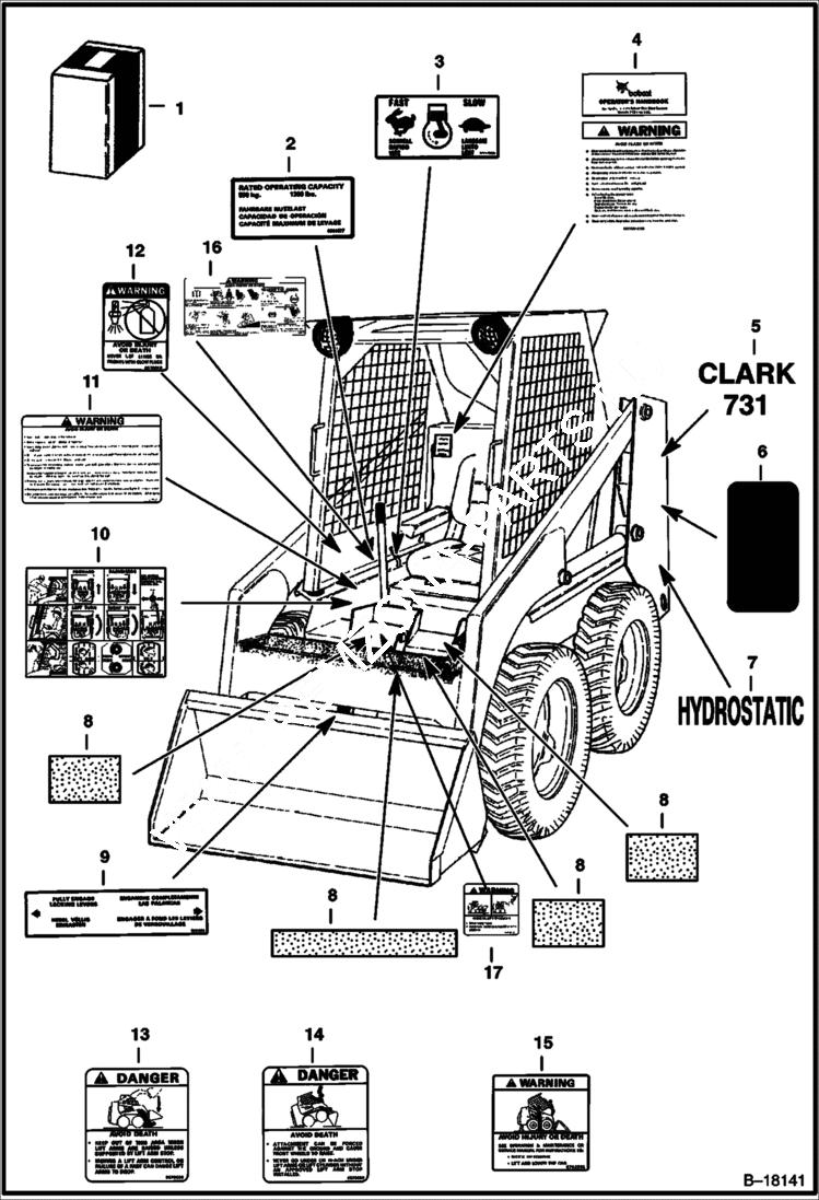 Схема запчастей Bobcat 700s - DECALS ACCESSORIES & OPTIONS