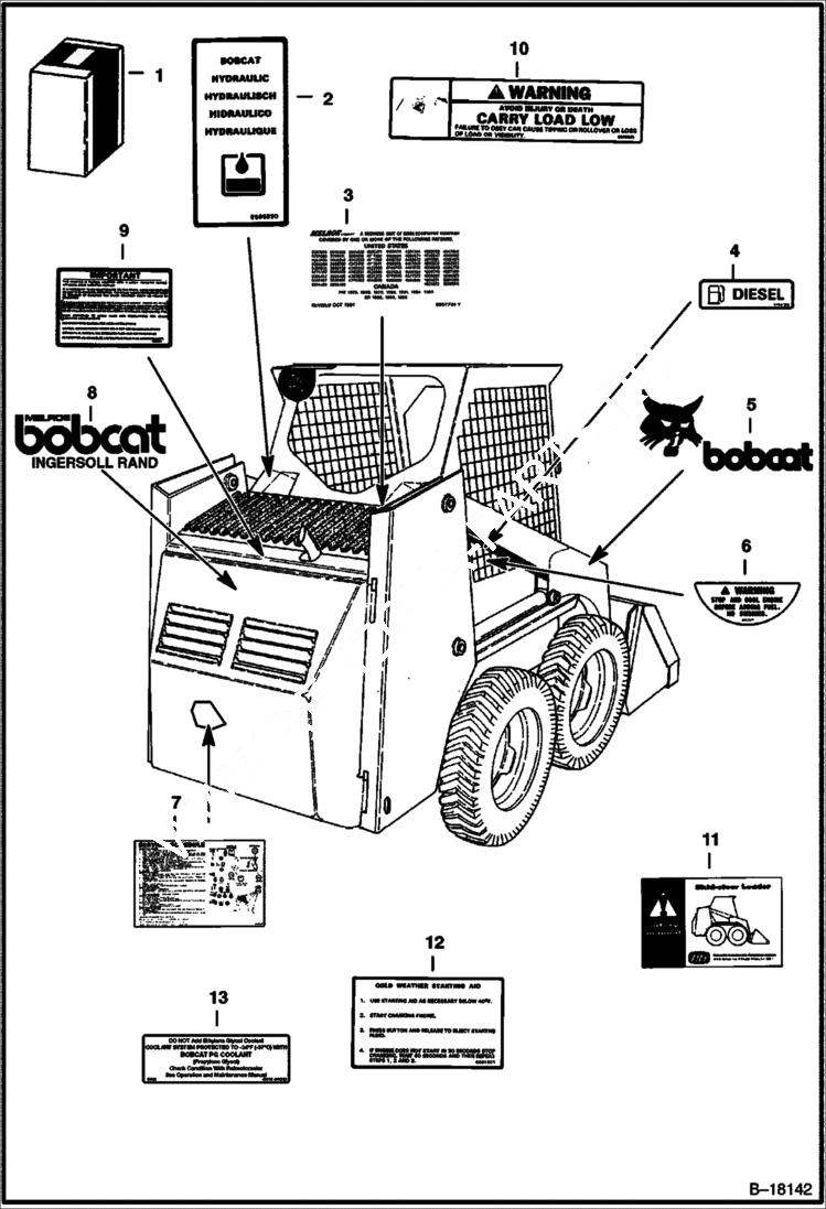 Схема запчастей Bobcat 700s - DECALS ACCESSORIES & OPTIONS