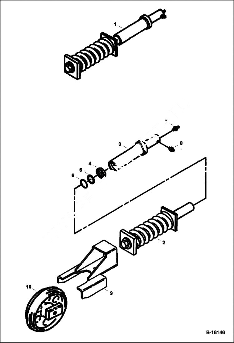 Схема запчастей Bobcat 220 - RECOIL SPRING (Used W/Replacement Frame 6589282 Only) UNDERCARRIAGE