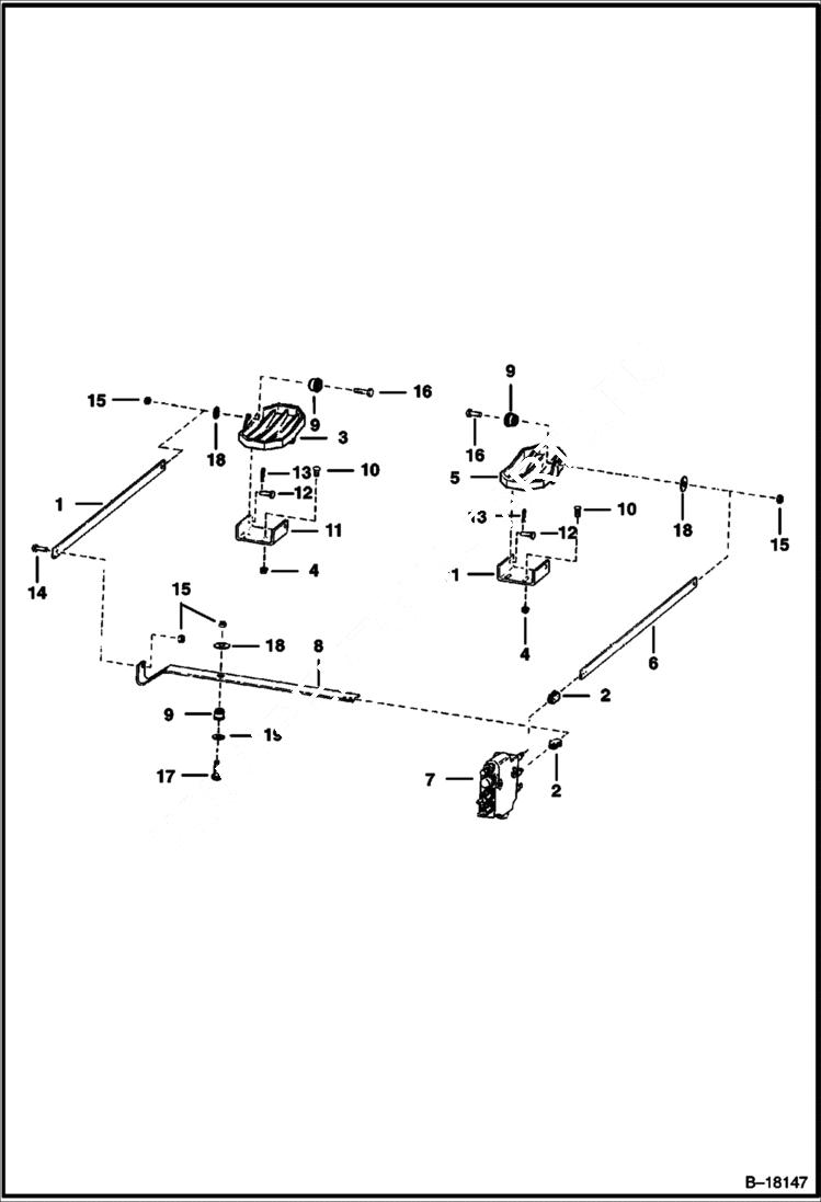 Схема запчастей Bobcat 600s - CONTROL PEDALS (S/N 12999 & Below) HYDRAULIC SYSTEM