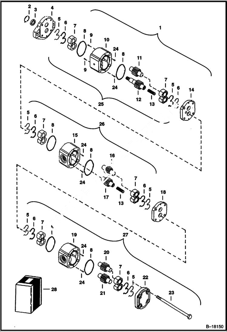 Схема запчастей Bobcat 325 - GEAR PUMP (S/N 511820409 & Above) HYDRAULIC SYSTEM
