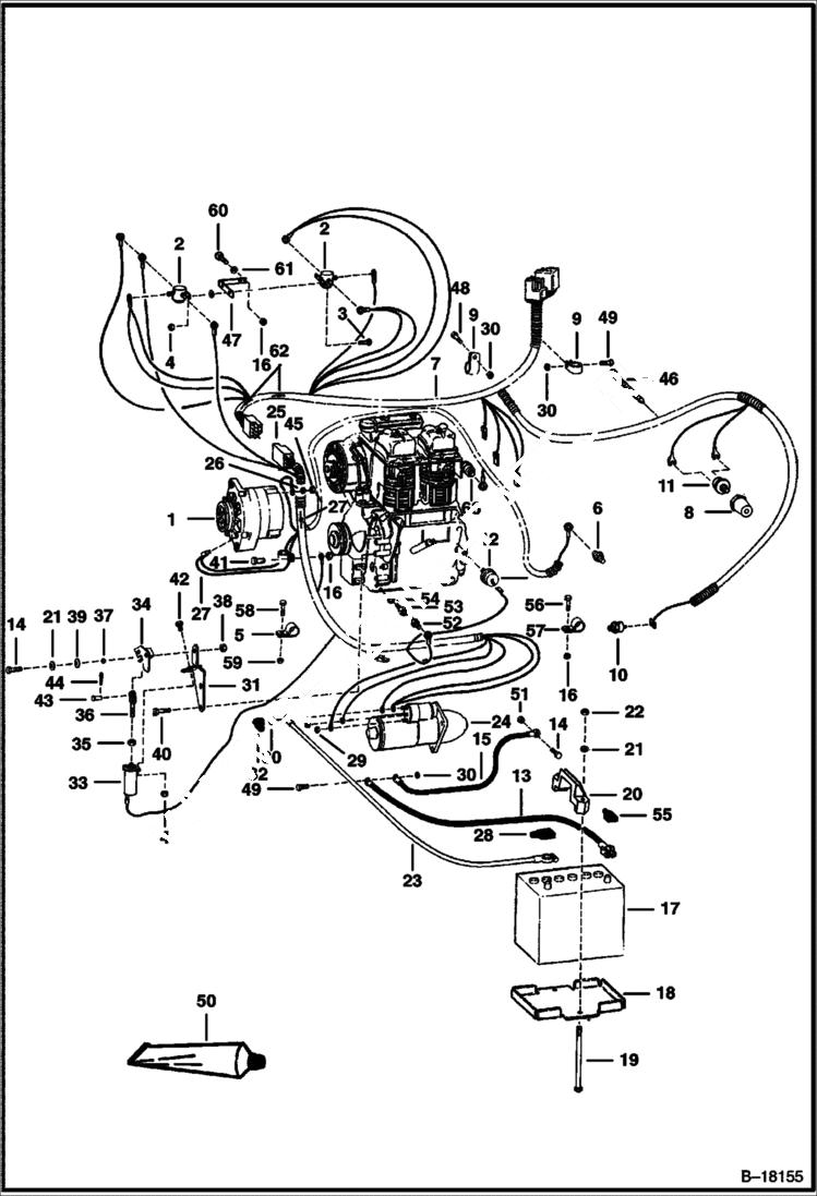 Схема запчастей Bobcat 600s - ENGINE ELECTRICAL SYSTEM (S/N 13001 & Above) ELECTRICAL SYSTEM