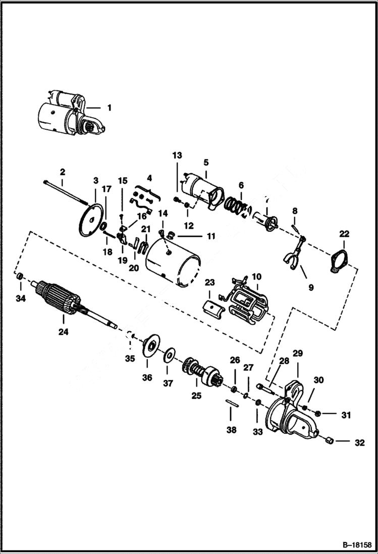 Схема запчастей Bobcat 600s - STARTER ELECTRICAL SYSTEM