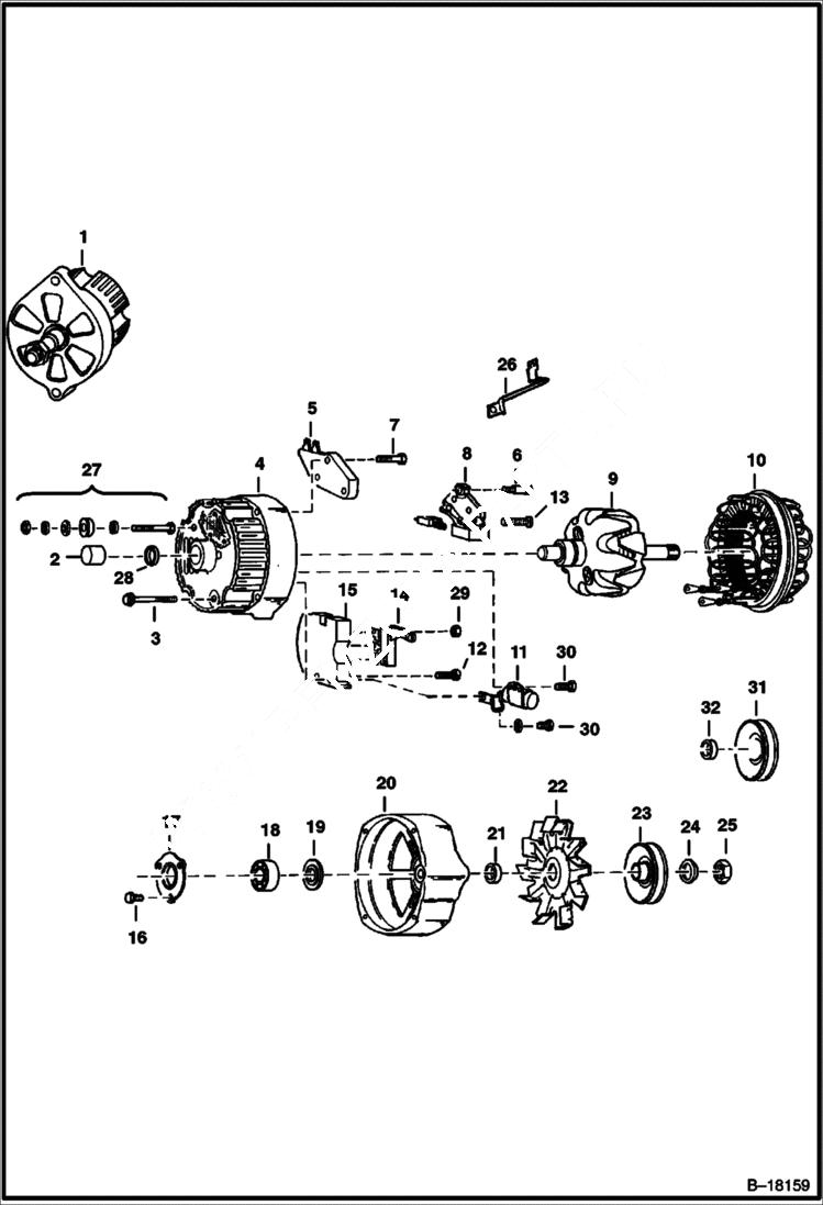 Схема запчастей Bobcat 700s - ALTERNATOR (Delco 1102920 - Open) ELECTRICAL SYSTEM