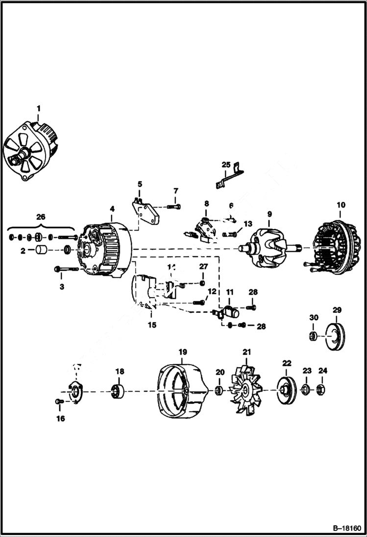 Схема запчастей Bobcat 700s - ALTERNATOR (Delco 1103133 - Open) ELECTRICAL SYSTEM