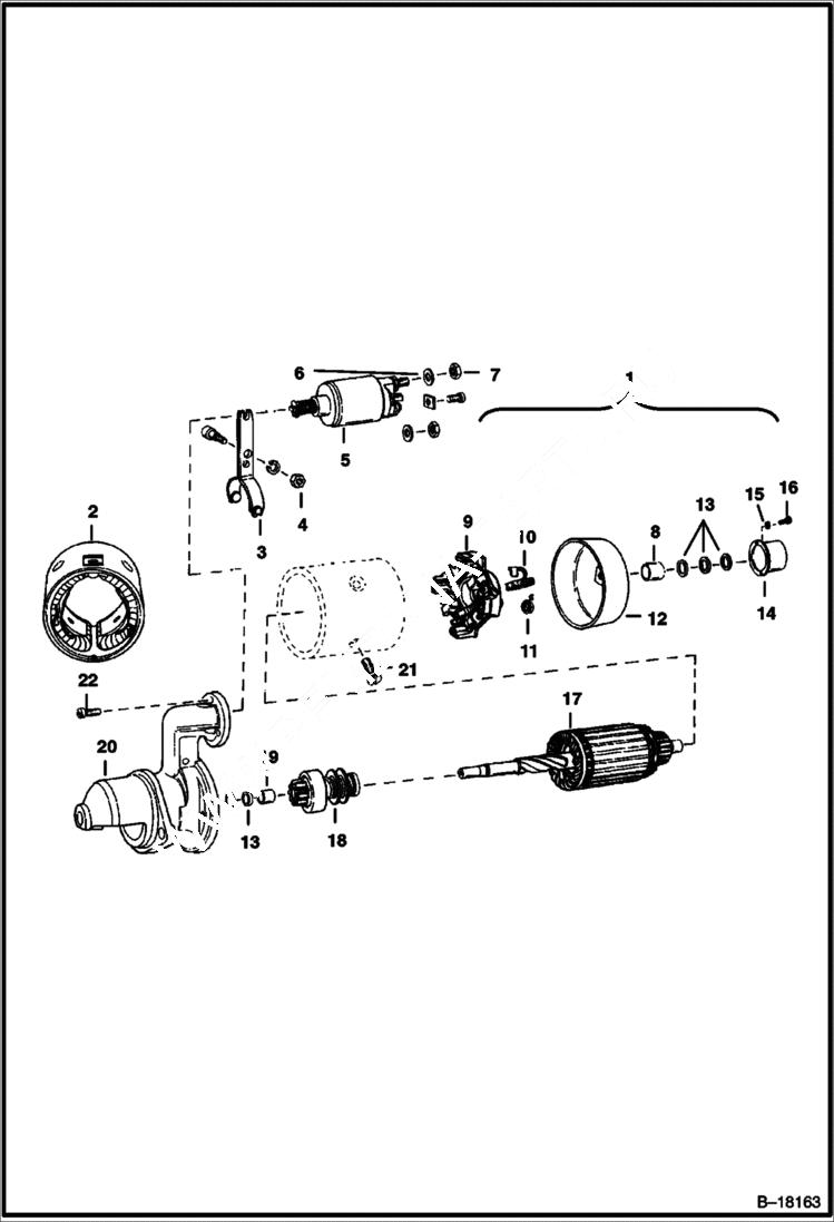 Схема запчастей Bobcat 700s - STARTER (Bosch 0-001-211-206) ELECTRICAL SYSTEM