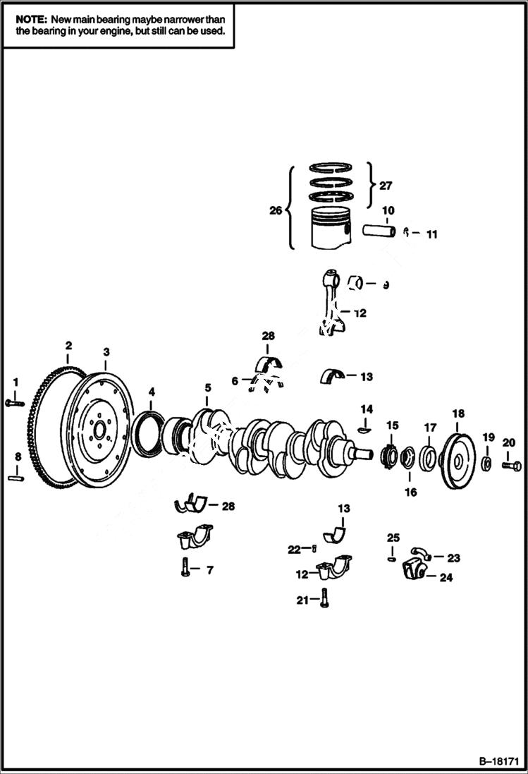 Схема запчастей Bobcat 700s - CRANKSHAFT & PISTON POWER UNIT