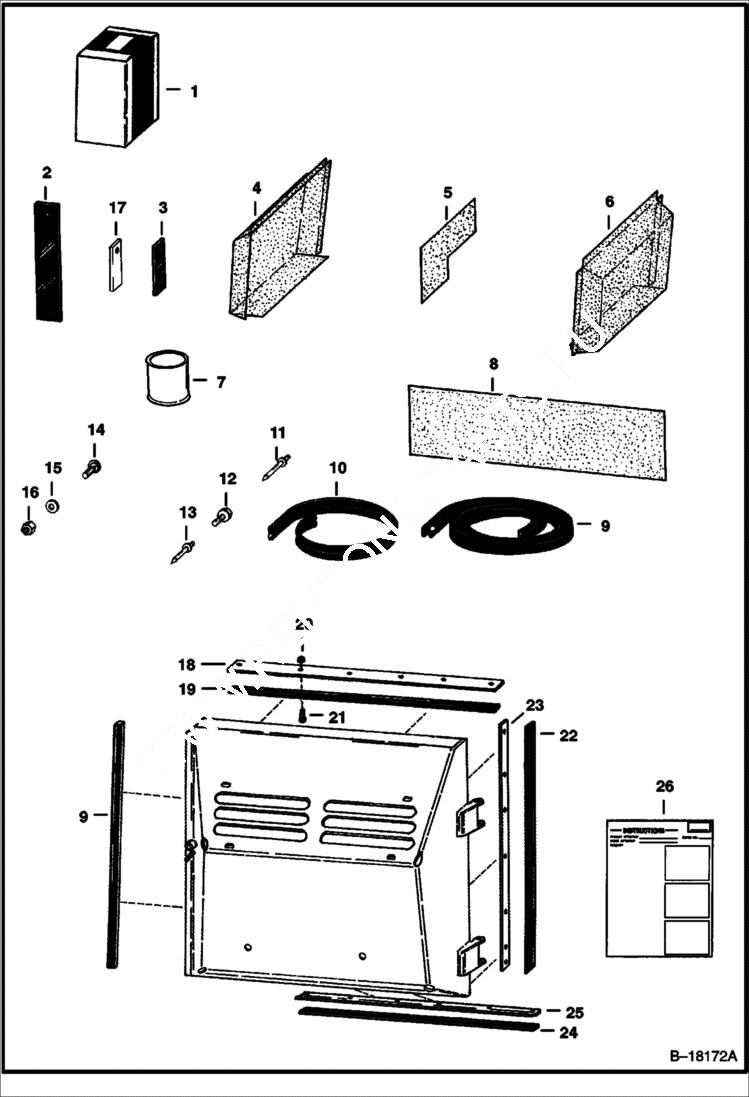 Схема запчастей Bobcat 700s - AIR SEAL/SCREEN KIT (S/N 20001 & Above) ACCESSORIES & OPTIONS