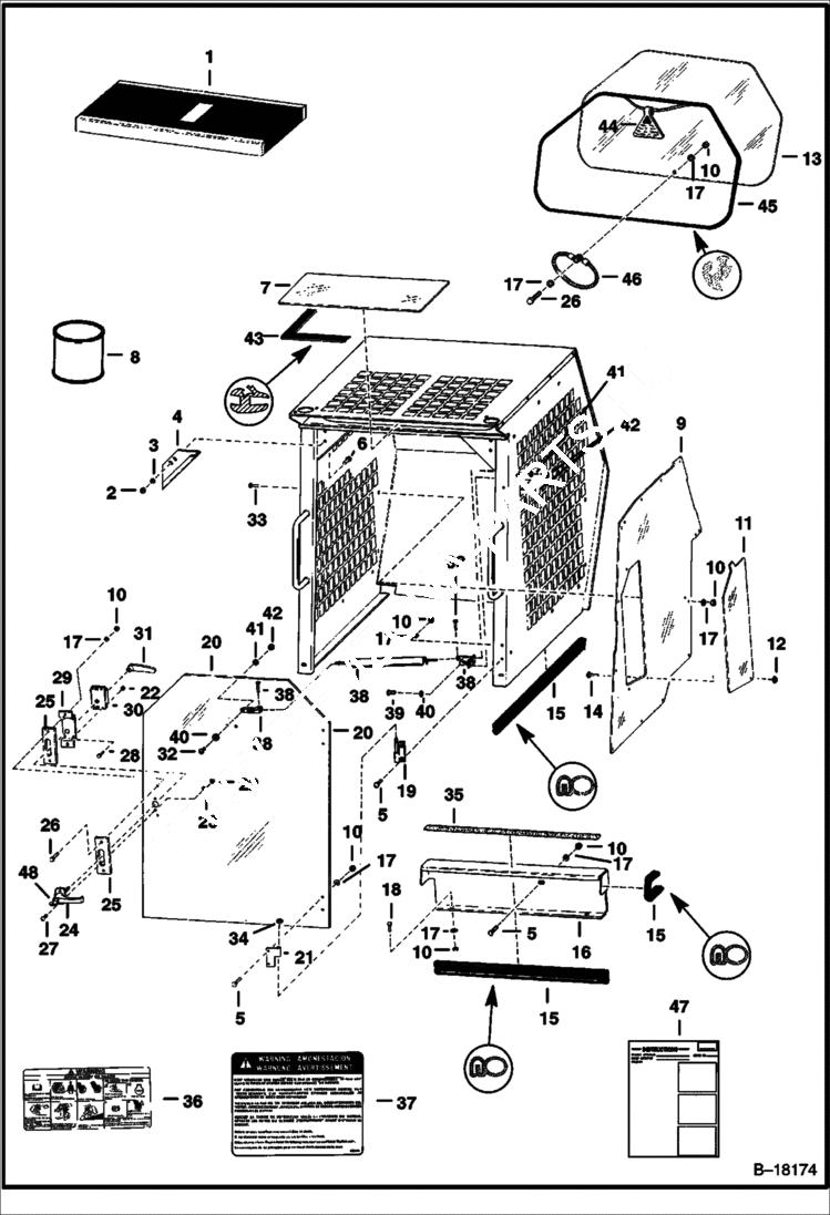 Схема запчастей Bobcat 600s - CAB ENCLOSURE (S/N 19999 & Below) ACCESSORIES & OPTIONS