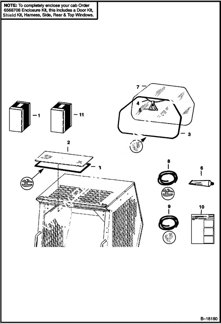 Схема запчастей Bobcat 600s - REAR WINDOW KIT (S/N 20001 & Above) ACCESSORIES & OPTIONS