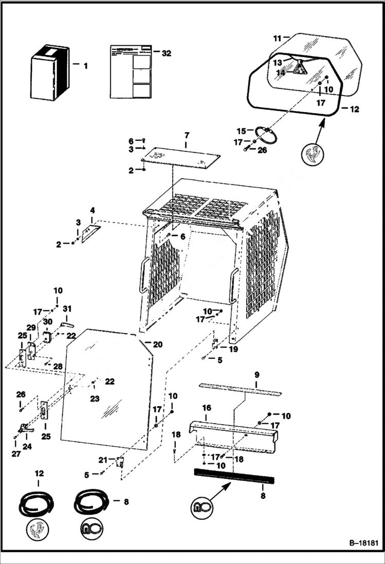 Схема запчастей Bobcat 600s - CAB ENCLOSURE (Special Applications) (S/N 19999 & Below) ACCESSORIES & OPTIONS