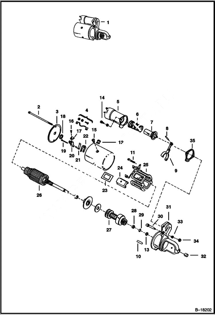 Схема запчастей Bobcat 220 - STARTER ELECTRICAL SYSTEM