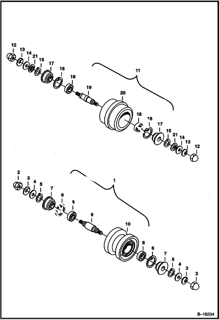 Схема запчастей Bobcat 225 - TRACK ROLLER UNDERCARRIAGE