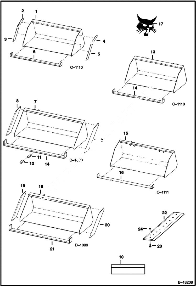 Схема запчастей Bobcat BUCKETS - BUCKETS- 500 Series Loader