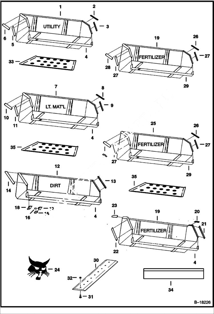 Схема запчастей Bobcat BUCKETS - BUCKETS - 943 & 953 Loader