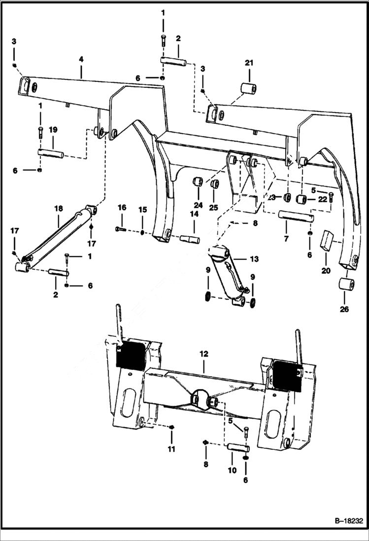 Схема запчастей Bobcat 800s - LIFT ARMS & BOBTACH MAIN FRAME