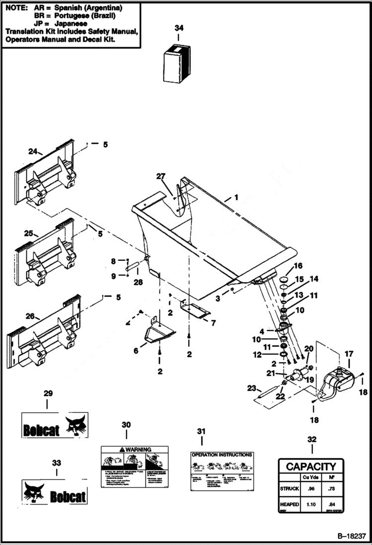 Схема запчастей Bobcat DUMPING HOPPER - DUMPING HOPPER - Model 10 Loader