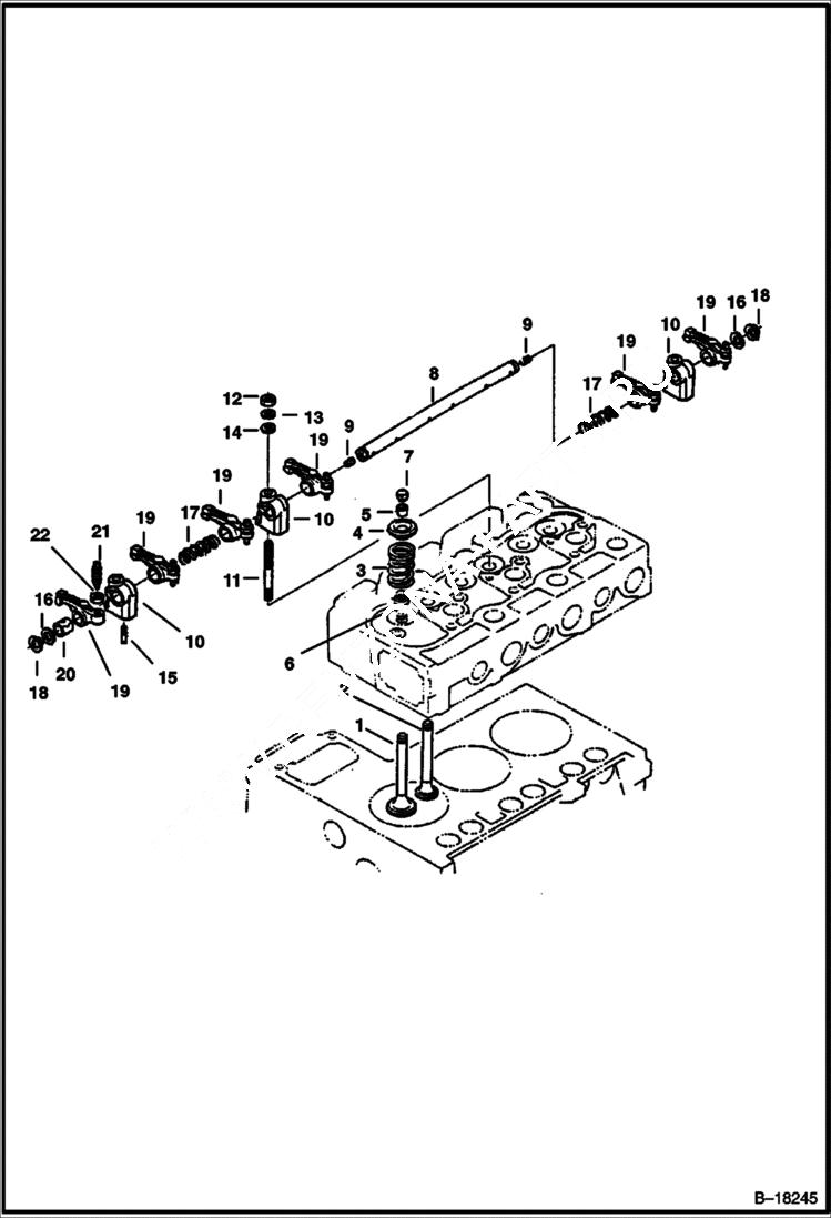 Схема запчастей Bobcat 225 - ROCKER ARM & VALVES POWER UNIT