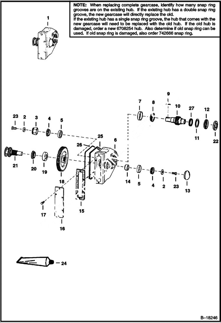 Схема запчастей Bobcat 800s - GEARCASE DRIVE TRAIN