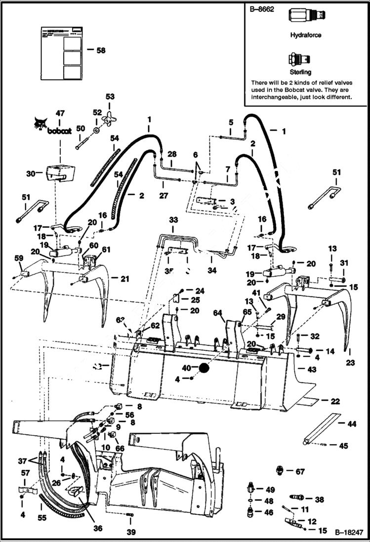 Схема запчастей Bobcat GRAPPLES - INDUSTRIAL GRAPPLE - 730 Series & 740 Series Loader