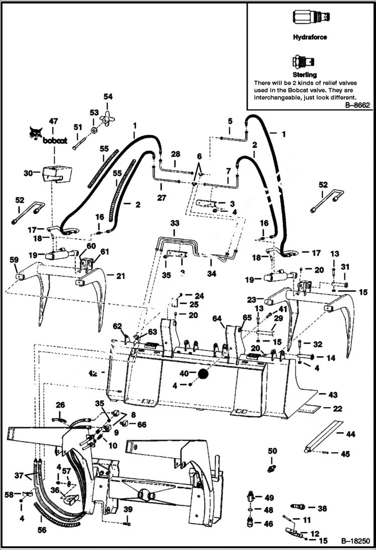 Схема запчастей Bobcat GRAPPLES - FARM & INDUSTRIAL GRAPPLE & FARM & INDUSTRIAL FORK 800 Series Loader