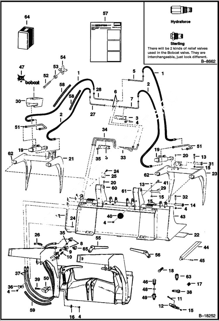 Схема запчастей Bobcat GRAPPLES - INDUSTRIAL GRAPPLE - 800 Series Loader