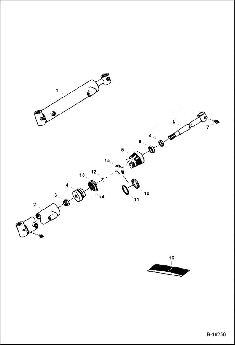 Схема запчастей Bobcat GRAPPLES - GRAPPLE CYLINDER W/1.25 (31,75mm) Rod Loader