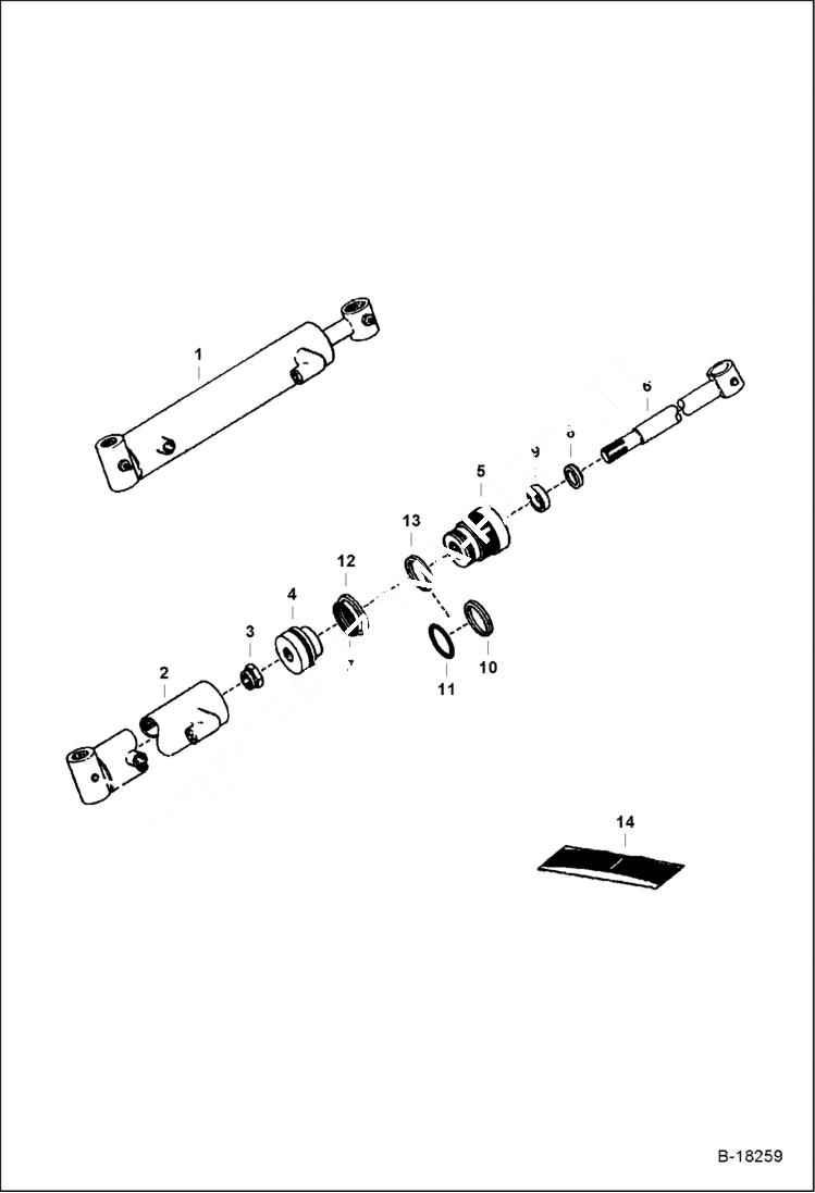 Схема запчастей Bobcat GRAPPLES - GRAPPLE CYLINDER W/1 (25,4mm) Rod Loader