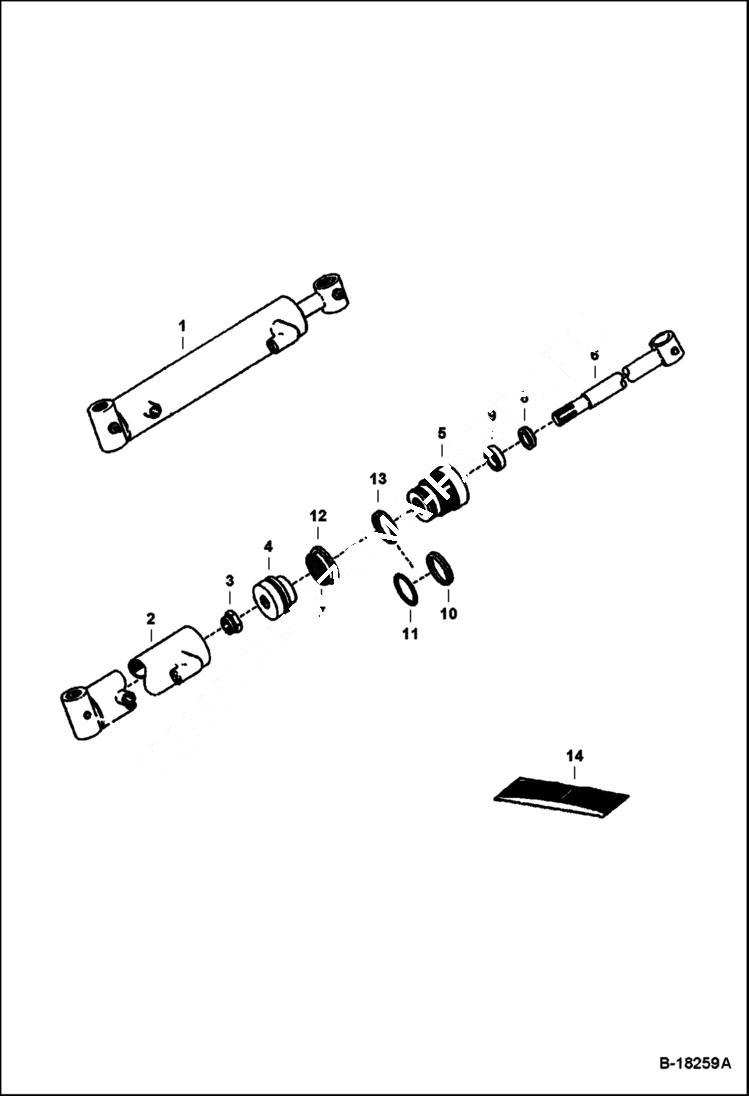 Схема запчастей Bobcat GRAPPLES - GRAPPLE CYLINDER - 1600, 2000 & 2400 W/1.00 (25,4mm) Rod Loader